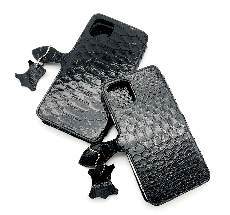 Case (чехол) GG® Для iPhone Xs/11/12 Pro (Black Piton) 2020 натуральная кожа питона